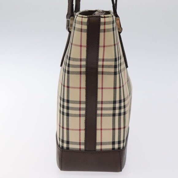 BURBERRY Nova Check Tote Bag Canvas Beige Silver Auth 125511 - Picture 4 of 16